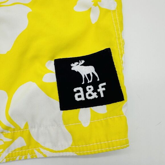 Abercrombie & Fitch Board Shorts Hawaiian Floral Swim Trunks Mens Size S Yellow - Picture 5 of 6
